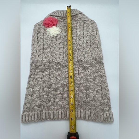 Top Paw Taupe/Silver Cable Knit Dog Sweater with Flowers XL NWT - Picture 6 of 10